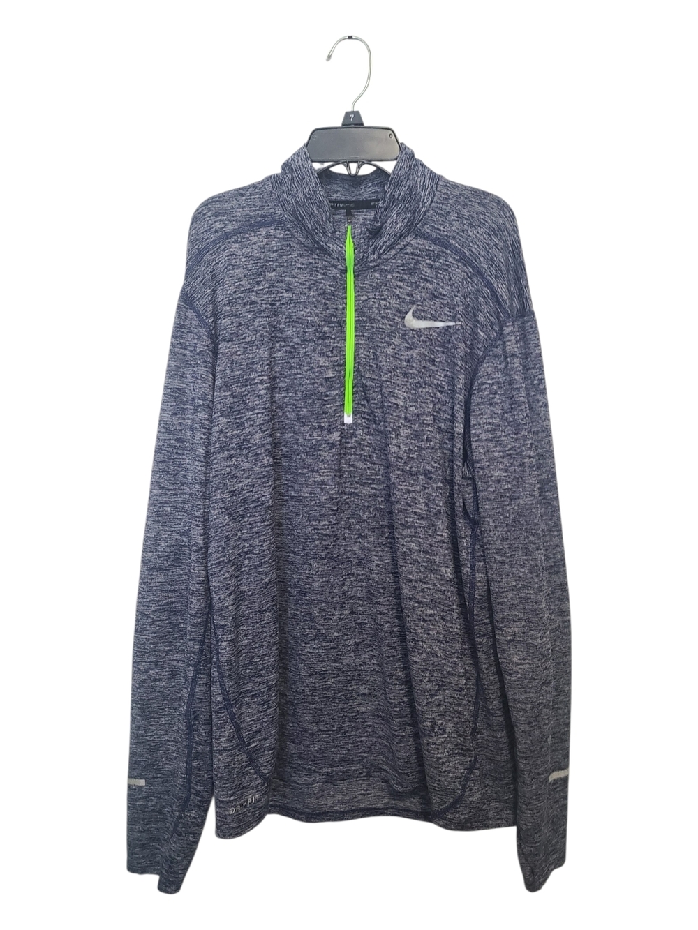 Nike Heathered Navy Quarter-Zip Pullover with Neon Green Zipper